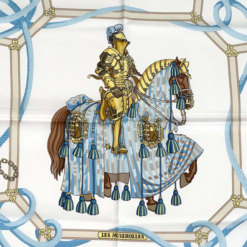 HERMES Authentic Blue Silk Scarf - Picture 2 of 8